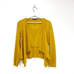 Women's Zara Basic Soft Faux Suede Flowly Mustard Yellow Light Jacket Top Sz S